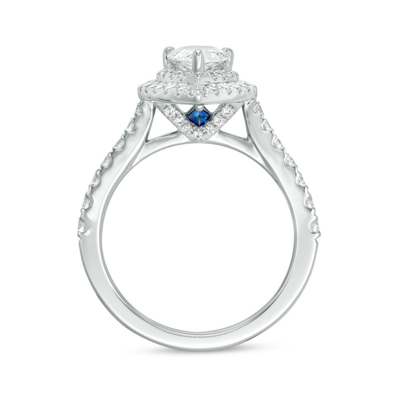Vera Wang Love Collection 1-3/4 CT. T.W. Certified Pear-Shaped Diamond Frame Engagement Ring in 14K White Gold (I/SI2)