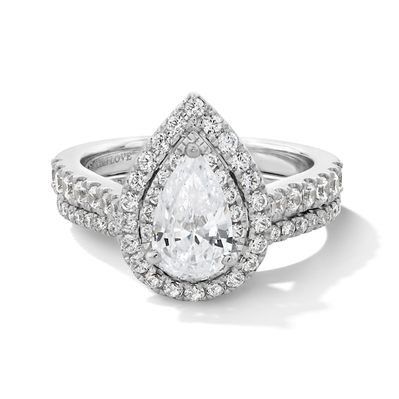 Vera Wang Love Collection 1-3/4 CT. T.w. Pear-Shaped Diamond Frame Engagement Ring 14K White Gold (I/Si2)