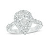 Thumbnail Image 1 of Vera Wang Love Collection 1-3/4 CT. T.W. Certified Pear-Shaped Diamond Frame Engagement Ring in Platinum (I/SI2)
