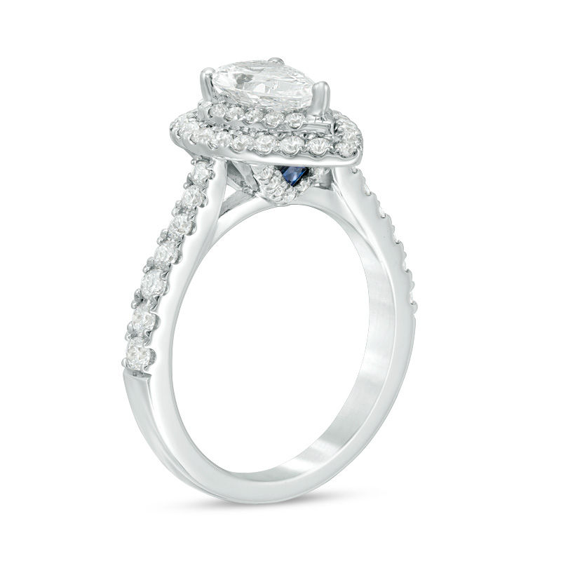 Main Image 2 of Vera Wang Love Collection 1-3/4 CT. T.W. Certified Pear-Shaped Diamond Frame Engagement Ring in Platinum (I/SI2)