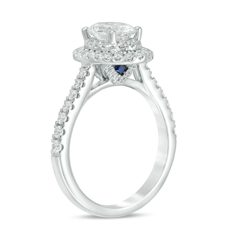 Vera Wang Love Collection 1-5/8 CT. T.W. Certified Oval Diamond Frame Engagement Ring in 14K White Gold (I/SI2)