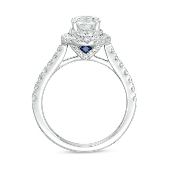 Vera Wang Love Collection 1-5/8 CT. T.w. Oval Diamond Frame Engagement Ring in 14K White Gold (I/Si2)