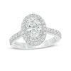 Thumbnail Image 1 of Vera Wang Love Collection 1-5/8 CT. T.W. Certified Oval Diamond Frame Engagement Ring in Platinum (I/SI2)