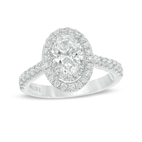 Vera Wang Love Collection 1-5/8 CT. T.w. Certified Oval Diamond Frame Engagement Ring in Platinum (I/Si2)