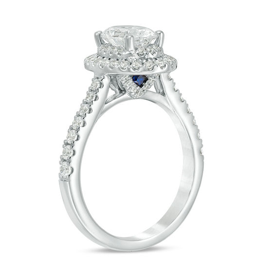 Vera Wang Love Collection 1-5/8 CT. T.w. Certified Oval Diamond Frame Engagement Ring in Platinum (I/Si2)
