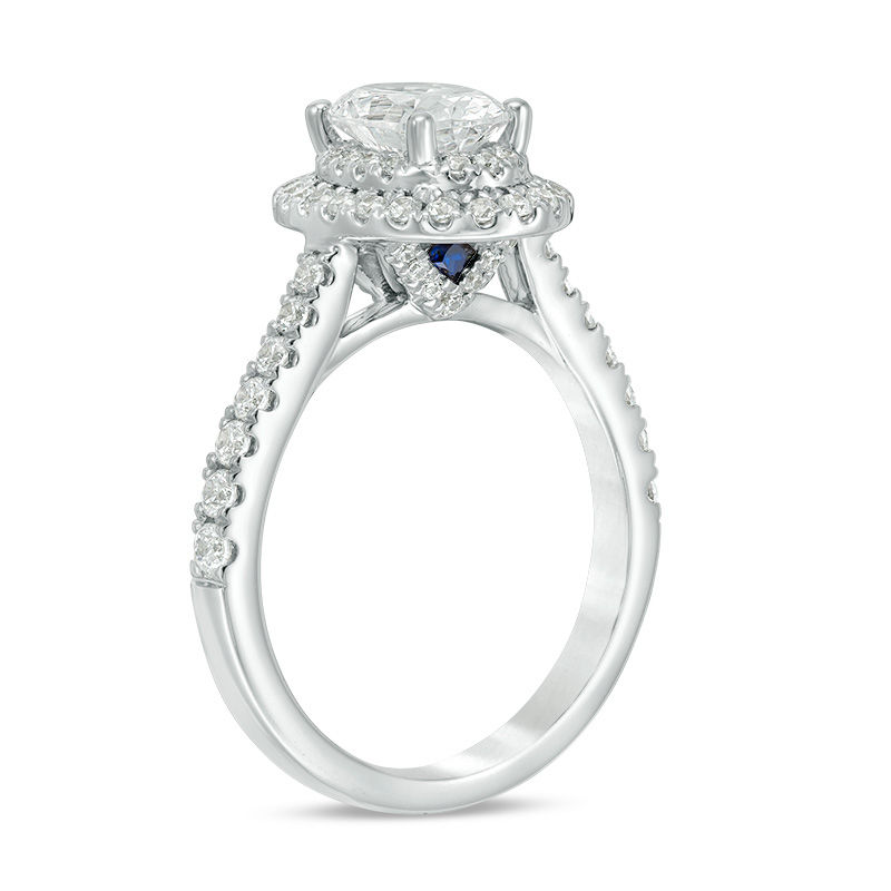 Main Image 2 of Vera Wang Love Collection 1-5/8 CT. T.W. Certified Oval Diamond Frame Engagement Ring in Platinum (I/SI2)