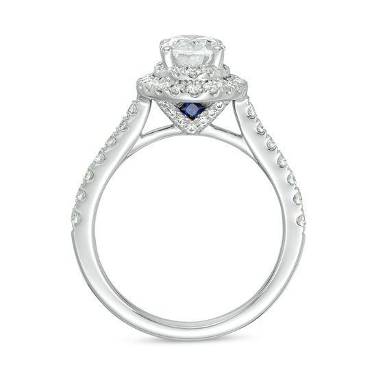 Vera Wang Love Collection 1-5/8 CT. T.w. Certified Oval Diamond Frame Engagement Ring in Platinum (I/Si2)