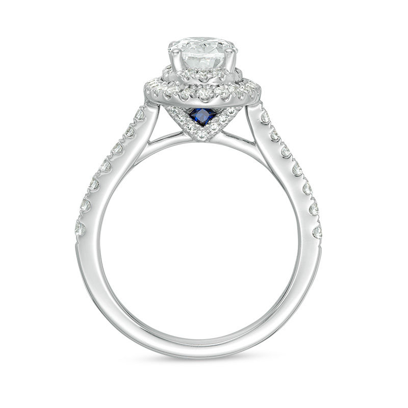 Main Image 3 of Vera Wang Love Collection 1-5/8 CT. T.W. Certified Oval Diamond Frame Engagement Ring in Platinum (I/SI2)