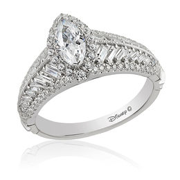 Enchanted Disney Pocahontas 1-1/2 CT. T.W. Marquise Diamond Frame Vintage-Style Engagement Ring in 14K White Gold