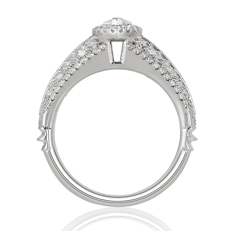 Enchanted Disney Pocahontas 1-1/2 CT. T.W. Marquise Diamond Frame Vintage-Style Engagement Ring in 14K White Gold