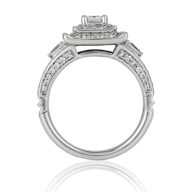 Enchanted Disney Mulan 1 CT. T.W. Princess-Cut Diamond Double Frame Engagement Ring in 14K White Gold