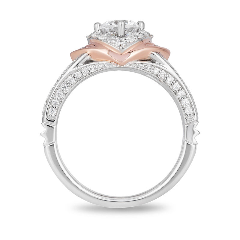 Main Image 3 of Enchanted Disney Aurora 1 CT. T.W. Diamond Square Frame Tri-Sides Engagement Ring in 14K Two-Tone Gold
