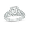 Thumbnail Image 1 of Vera Wang Love Collection 1-1/2 CT. T.W. Emerald-Cut Diamond Frame Vintage-Style Engagement Ring in 14K White Gold