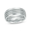 Thumbnail Image 1 of 6.0mm Diamond-Cut and Brushed Wedding Band in Stainless Steel - Size 10