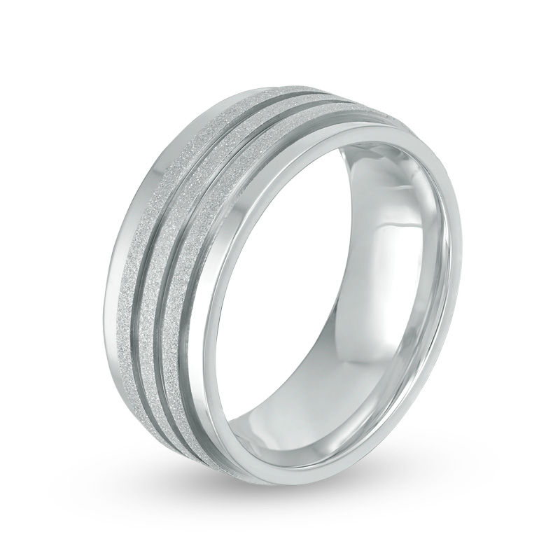 Main Image 2 of 6.0mm Diamond-Cut and Brushed Wedding Band in Stainless Steel - Size 10