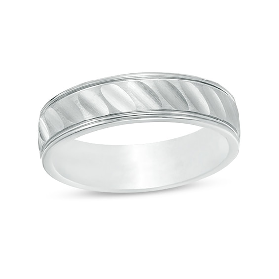 6.0mm Satin Slant Wedding Band in Tantalum