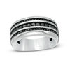 Thumbnail Image 1 of 1 CT. T.W. Black Diamond Triple Row Wedding Band in Sterling Silver