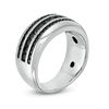 Thumbnail Image 2 of 1 CT. T.W. Black Diamond Triple Row Wedding Band in Sterling Silver
