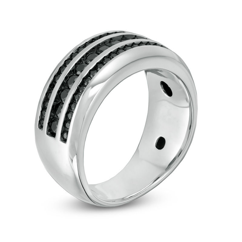 Main Image 2 of 1 CT. T.W. Black Diamond Triple Row Wedding Band in Sterling Silver
