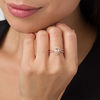 Thumbnail Image 3 of Pear-Shaped Morganite and 1/15 CT. T.W. Diamond Split Shank Ring in 10K Rose Gold