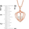 Thumbnail Image 2 of 8.0mm Lab-Created White Sapphire Heart-Shaped Cage Pendant in Sterling Silver with 18K Rose Gold Plate