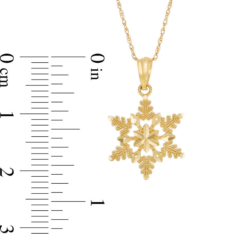 Main Image 2 of Multi-Textured Snowflake Pendant in 10K Gold
