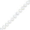 Thumbnail Image 2 of Child's 3.75-5.0mm Freshwater Cultured Pearl Bracelet and Stud Earrings Set in 14K Gold-5.25"