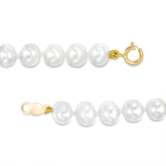 Child's 3.75-5.0mm Freshwater Cultured Pearl Bracelet and Stud Earrings Set in 14K Gold-5.25"