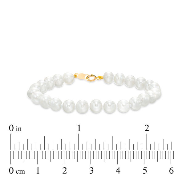Child's 3.75-5.0mm Freshwater Cultured Pearl Bracelet and Stud Earrings Set in 14K Gold-5.25"
