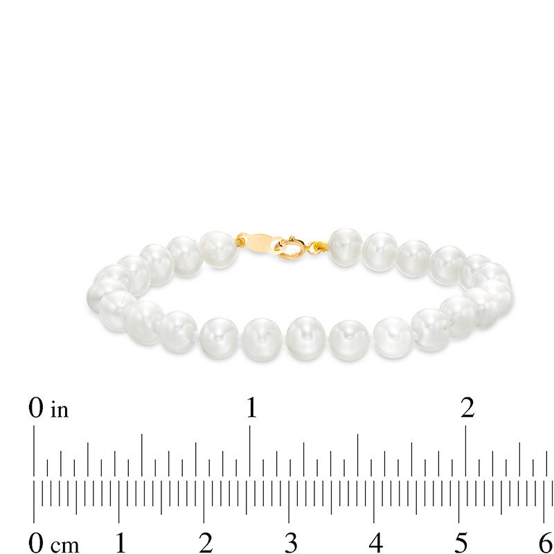 Main Image 4 of Child's 3.75-5.0mm Freshwater Cultured Pearl Bracelet and Stud Earrings Set in 14K Gold-5.25"