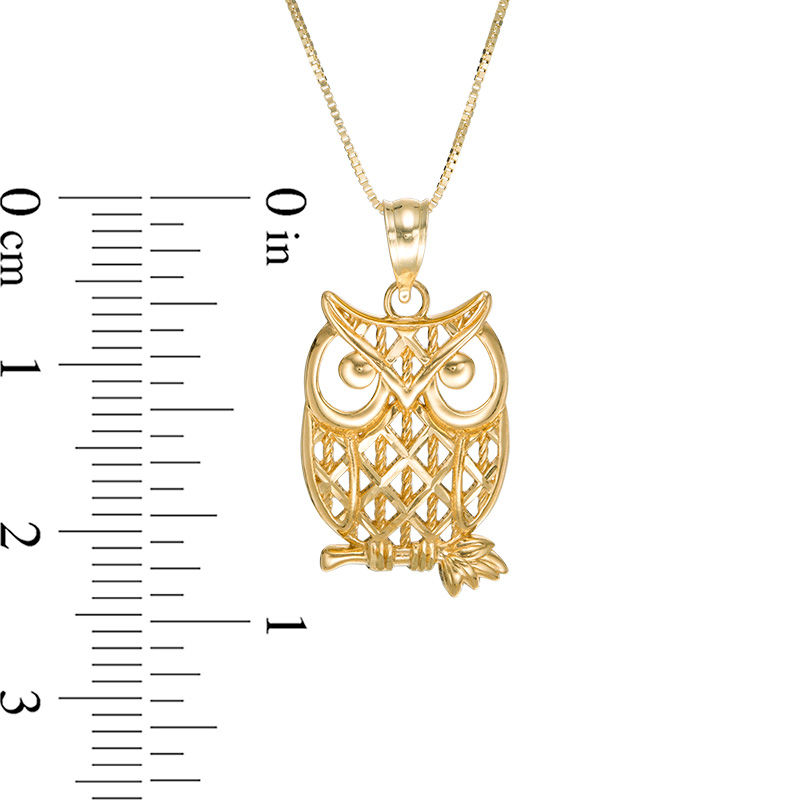 Main Image 2 of Perched Owl Pendant in 10K Gold