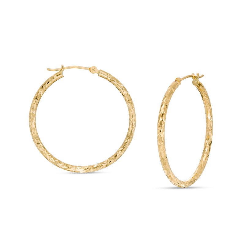 30.0mm Diamond-Cut Hoop Earrings in 14K Gold