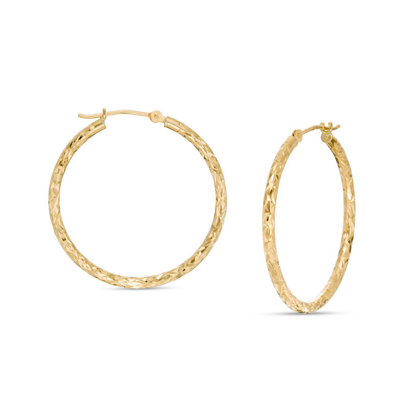 Main Image 1 of 30.0mm Diamond-Cut Hoop Earrings in 14K Gold