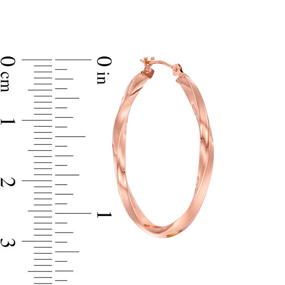 30.0mm Square Twist Hoop Earrings in 14K Rose Gold