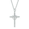 Thumbnail Image 0 of Diamond Accent Cross with Heart Pendant in Sterling Silver