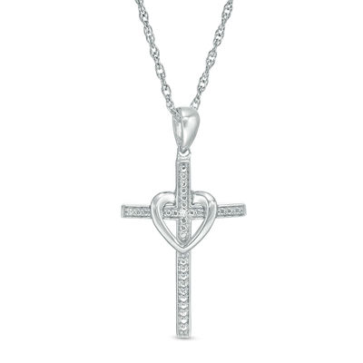 Silver Heart Cross Necklace with Engraving | Heavens Blessings