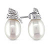 Thumbnail Image 1 of 6.5-7.0mm Baroque Freshwater Cultured Pearl and Diamond Accent Drop Earrings in 14K White Gold