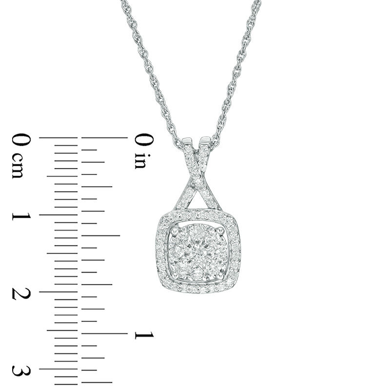 Main Image 2 of 1/2 CT. T.W. Diamond Cushion Frame Pendant in 10K White Gold