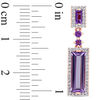 Thumbnail Image 1 of Elongated Baguette Amethyst and 1/3 CT. T.W. Diamond Frame Drop Earrings in 14K Rose Gold