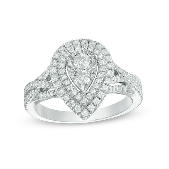 3/4 CT. T.w. Diamond Double Pear-Shaped Twist Engagement Ring in 14K White Gold
