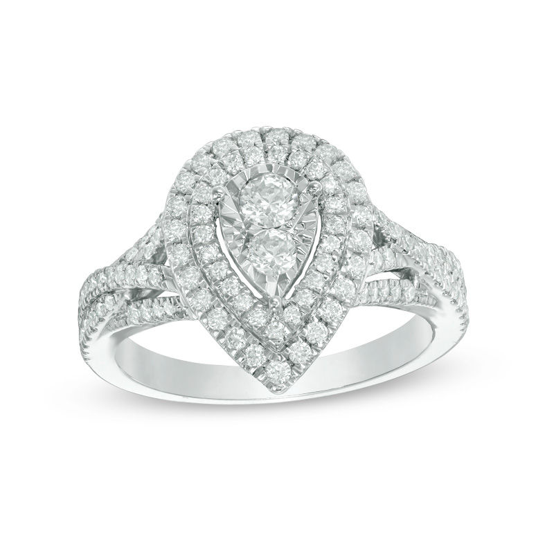 3/4 CT. T.W. Diamond Double Pear-Shaped Twist Engagement Ring in 14K White Gold