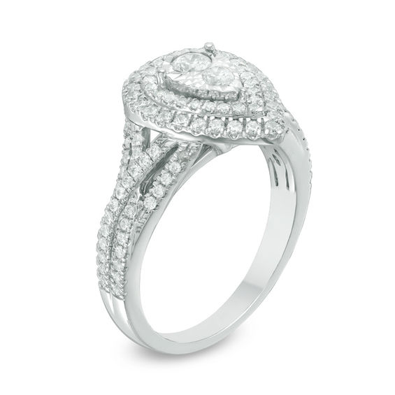 3/4 CT. T.w. Diamond Double Pear-Shaped Twist Engagement Ring in 14K White Gold