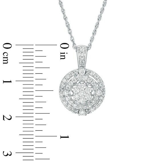 1/2 CT. T.w. Multi-Diamond Double Frame Pendant in 10K White Gold
