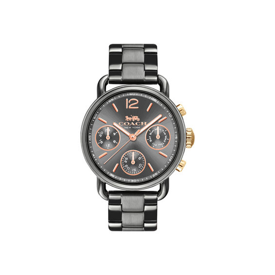 Zales Ladies' Coach Delancey Chronograph Grey IP Watch (Model