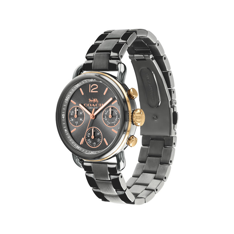 Ladies' Coach Delancey Chronograph Grey IP Watch (Model: 14502841)