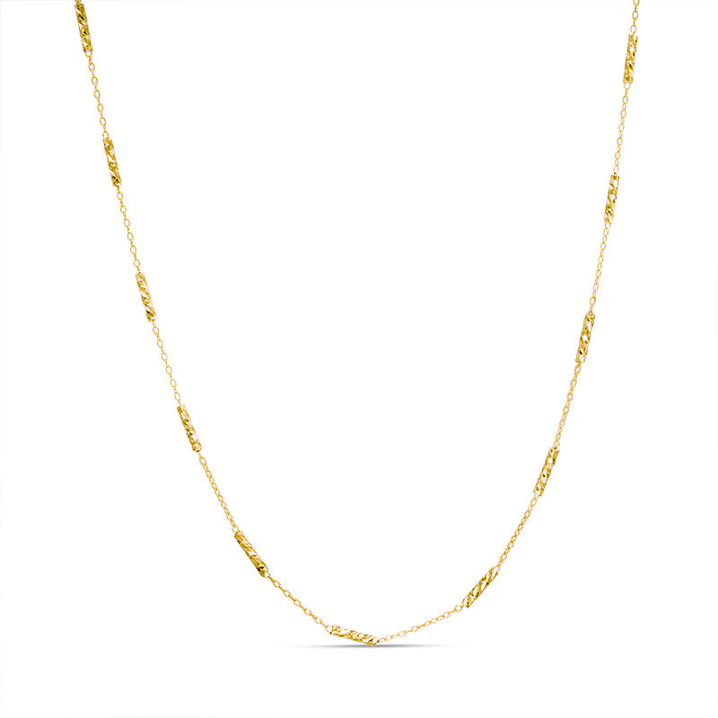 Main Image 1 of Diamond-Cut Bar Station Necklace in 10K Gold