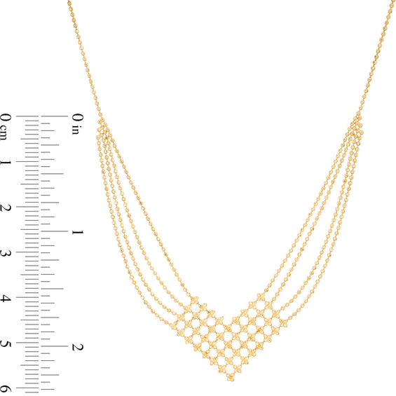 Beaded Bib Necklace in 10K Gold - 17"