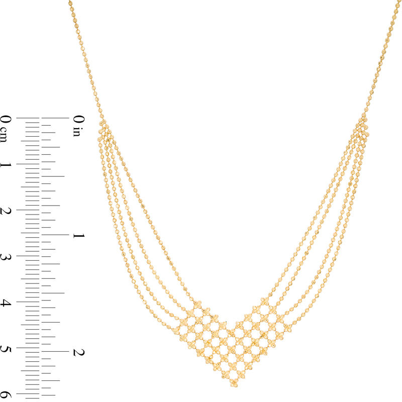 Main Image 3 of Beaded Bib Necklace in 10K Gold - 17"
