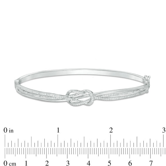 1/4 CT. T.w. Diamond Bypass Double Loop Knot Bangle in Sterling Silver - 7.5"