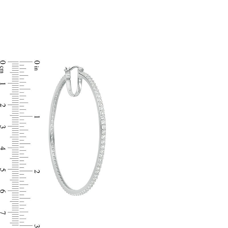 Main Image 2 of 62.0mm Lab-Created White Sapphire Hoop Earrings in Sterling Silver